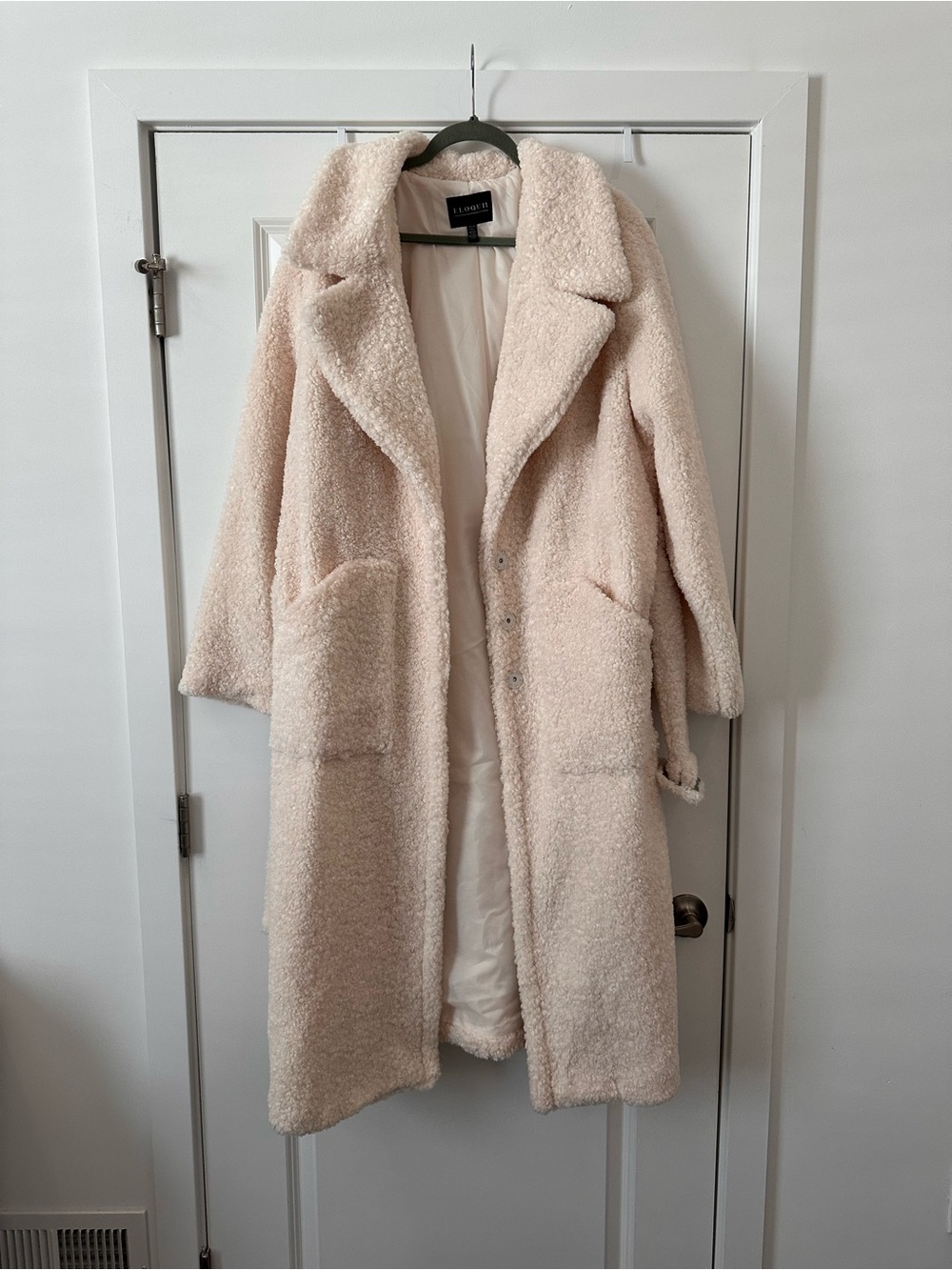 Eloquii Plush Teddy Coat in Cream